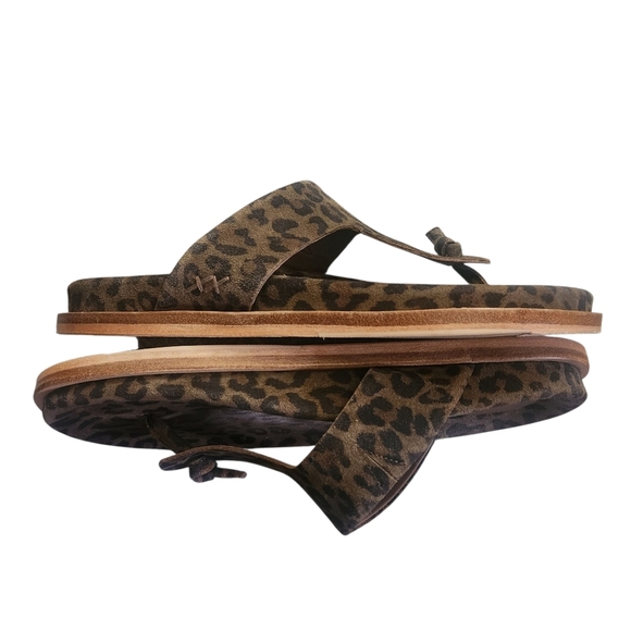 FREE PEOPLE MIKA CHESTNUT LEOPARD SUEDE T-STRAP SANDAL SZ 6 - Picture 11 of 15